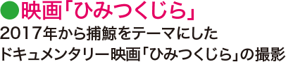 ●映画「ひみつくじら」2017年から捕鯨をテーマにしたドキュメンタリー映画「ひみつくじら」の撮影